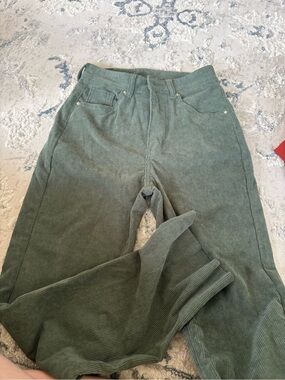 Forest Green Corduroy High-Rise Pants